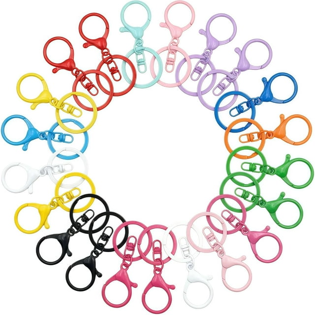 Lobster Claw Clasps for Keychains 24Pcs Metal Large Lobster Claw Clasps Flat Split Key Chain Rings Bag Charm Clip Keychain Clip Hooks for DIY Key Chain Supplies Accessories.,Multicolor