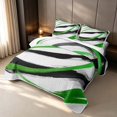 thumbnail image 3 of Erosebridal Geometric Stripe Twin Quilt Set, Green Black White Twin Coverlet Set, Reversible 2pcs 1 Bedspread and 1 Pillowcase, 3 of 7