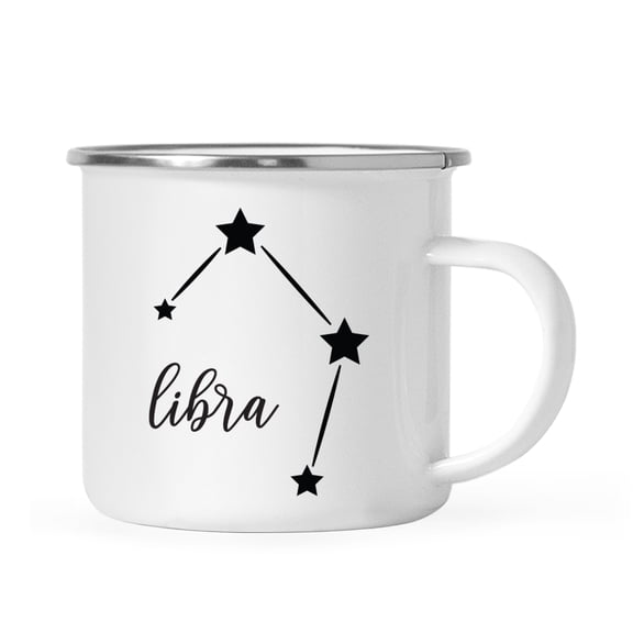 Koyal Wholesale Zodiac Sign Campfire Coffee Mug Libra Star Constellation, Minimalistic Black