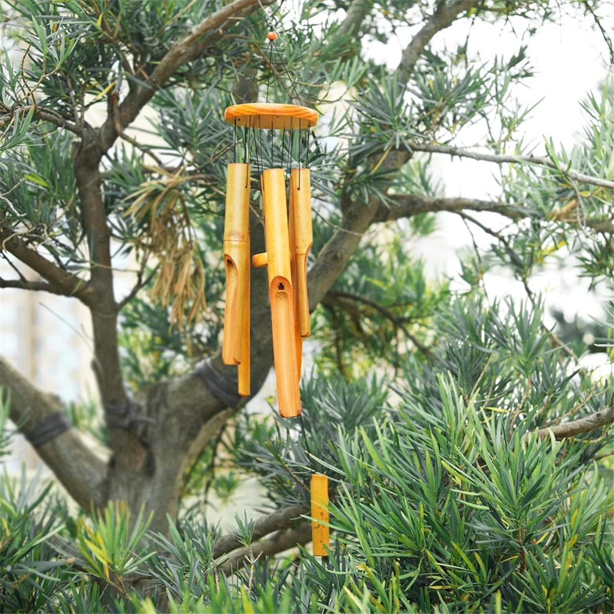 Bamboo Wind Chimes. 38 Inch Outdoor Indoor Hanging Decorative Wind Chimes. Has A Natural Soothing and Pleasant Sound