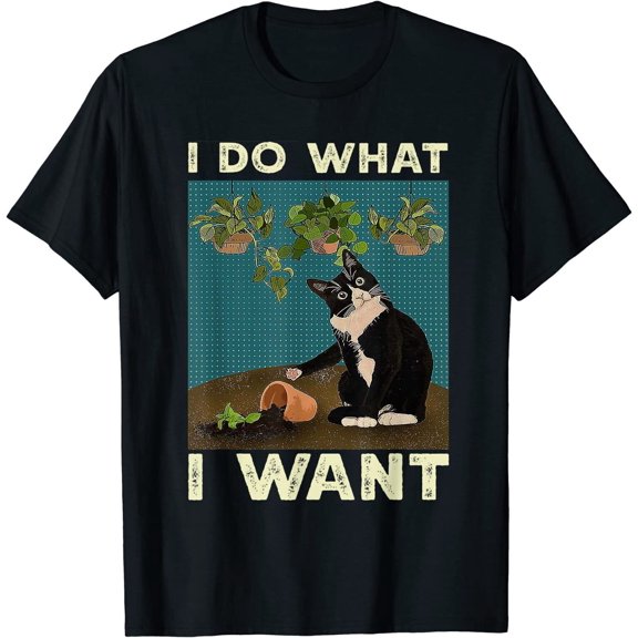 Tuxedo Cat Gardening Funny Cat Cool Design Gift Idea T-Shirt S-5XL