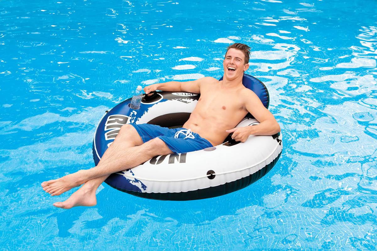 Intex River Run 1 Inflatable Floating Tube Raft for Lake, Pool, Ocean (18 Pack)