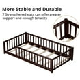 thumbnail image 3 of Twin Floor Bed, Wooden Montessori Bed Frame with Fence, Floor Platform Bed with Slats Support, Montessori Floor Bed for Toddlers Boy Girls, Espresso, 3 of 7