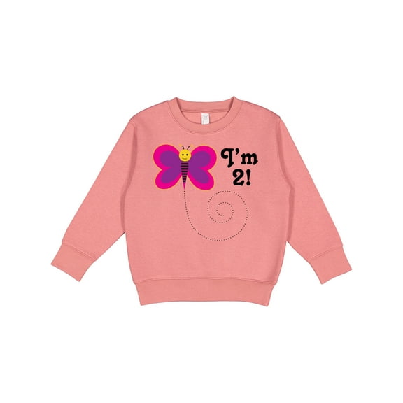 Inktastic 2nd Birthday I'm Two Girls Butterfly Toddler Sweatshirt