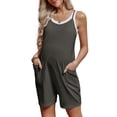 thumbnail image 5 of Maternity Women Solid Color Sleeveless Overalls Casual Loose Jumpsuit Shorts, 5 of 6