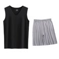 thumbnail image 1 of Conjunto Deportivo de los Hombres, Moda Casual de Color Sólido Cuello en V sin Mangas de Elasticidad Superior para el Desgaste Al Aire Libre, Traje Atlético de Humedad, 1 of 5