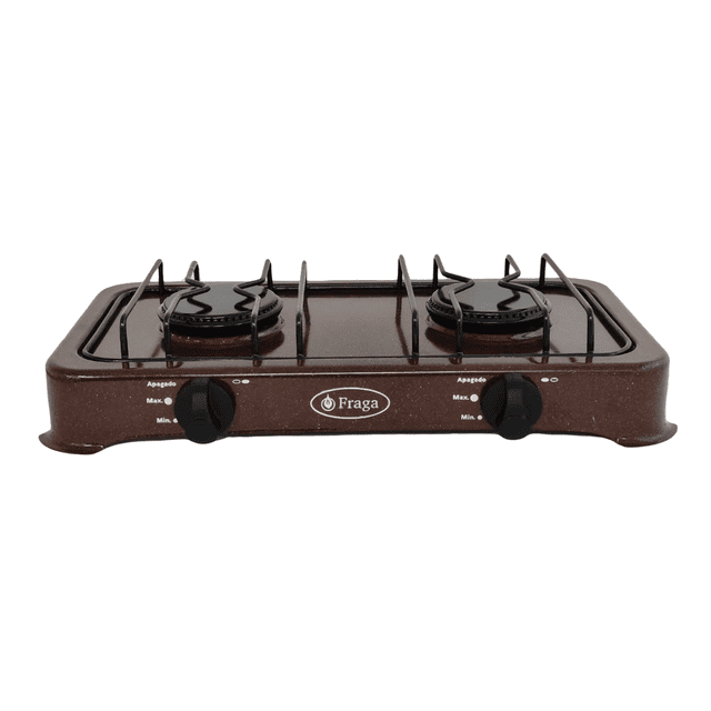 FRAGA Parrilla de Mesa, FRAGA P800, 2 Quemadores, Porcelanizada, Encendido Manual, Gas L.P., Hecho en México.