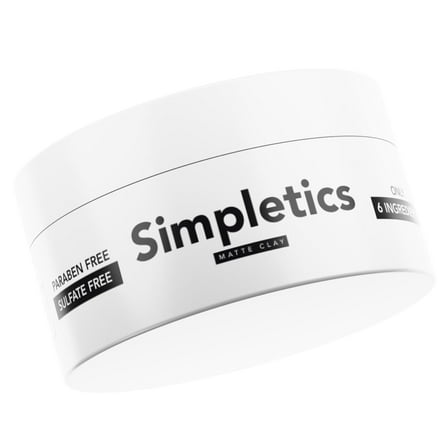 Simpletics All Natural Hair Clay for Men – 6 Ingredient Matte Styling Clay with Beeswax & Coconut Oil – Vanilla Scent – Strong Hold & Texture – Non-Greasy, Water Based, No Harsh Chemicals – 2oz