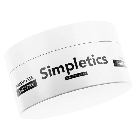 Simpletics All Natural Hair Clay for Men – 6 Ingredient Matte Styling Clay with Beeswax & Coconut Oil – Vanilla Scent – Strong Hold & Texture – Non-Greasy, Water Based, No Harsh Chemicals – 2oz