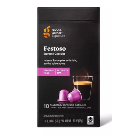 Signature Espresso Intensity 9 Festoso Pods Espresso Roast - 10ct