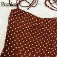thumbnail image 4 of Bazaleas Robes Rétro Slim Chic Marron Robe Aguichant à Pois Fendue Vestidos Vintage Tube Top Robe Femme, 4 of 7
