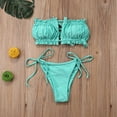 thumbnail image 1 of Mialoley Ensemble de Natation Uni pour Femmes, Haut de Bikini Bandage + Culottes à Lacets, 1 of 8