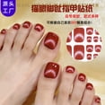 thumbnail image 3 of Red Toenail Stickers, 24Pcs Solid Color Self-Adhesive Toe Nail Wraps, Buy 2 Get 1 Free, Press On Toenails for Women, Waterproof Fake Toe Nails, Full Cover Toenail Polish Strips for Pedicure, 3 of 10
