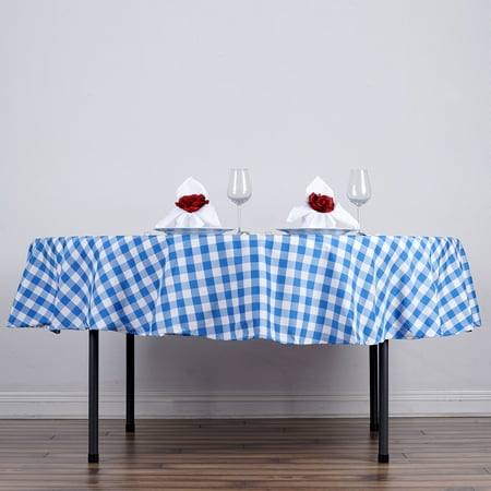 Balsacircle 90 Round Gingham Checkered Polyester Tablecloth For Balsacircle 90 Round Gingham Checkered Polyester Tablecloth For Garden Party Wedding Reception Catering Dining Table Linens