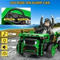 thumbnail image 2 of 24V 2-Seater Ride-On Dump Truck for Kids with Remote Control, Electric Construction Vehicle with Motorized Dump Bed, Shovel, Music, LED Lights, 2WD/4WD, All-Terrain Wheels, Green, 2 of 6