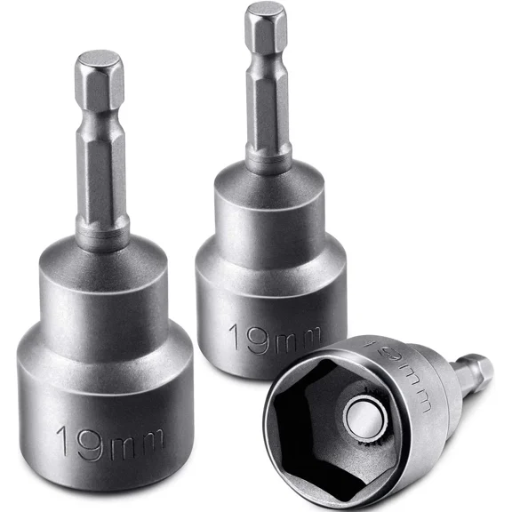 3 Pieces RV Leveling Scissor Jack Socket Drill Adapter Work with 1/4 Inch Hex Shank Tools Compatible with 3/4 Inch or 19mm Hex Drive Jacks