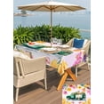 thumbnail image 5 of Outdoor Tablecloth with Umbrella Hole for Patio/Picnic/Party/Camping, Spring Floral Waterproof Table Cloth Rectangle Table Cover Washable, Farmhosue Truck Oil Painting Flowers Pink Ombre (52"x 70"), 5 of 8