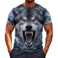 thumbnail image 2 of Men's 3D Wolf Graphic T-Shirts Cool Animal Print Short Sleeve Crewneck Casual Summer Outdoor Active Novelty Tops Lightweight Breathable Everyday Tees, 2 of 5