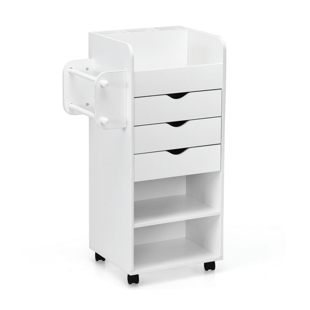 Demi Bonn 3 Drawers Wooden Mobile File Cabinet, Utility Rolling Craft Storage Cart with Lockable Casters, White