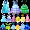 thumbnail image 2 of Frozen LED Light up Elsa Anna Costume Girls Rapunzel Snow White Cosplay Party Cinderella Belle Aurora Dress Kids Halloween Frock, 2 of 5