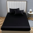 thumbnail image 4 of ANMINY Satin Fitted Sheet Twin Size 14 Inch Deep Pocket Bed Sheet Silk Sheet Ultra Soft Machine Washable, Black, 4 of 7