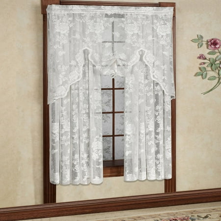 - Abbey Rose Floral Pattern High Gauge Lace Curtain Single Panel 50