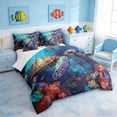 thumbnail image 2 of Manfei Colorful Sea Turtle Bedding Comforter Set for Kids Boys and Girls, Ocean Marine Life Print Full Bedding Set, Reversible 7-Piece, 2 of 6