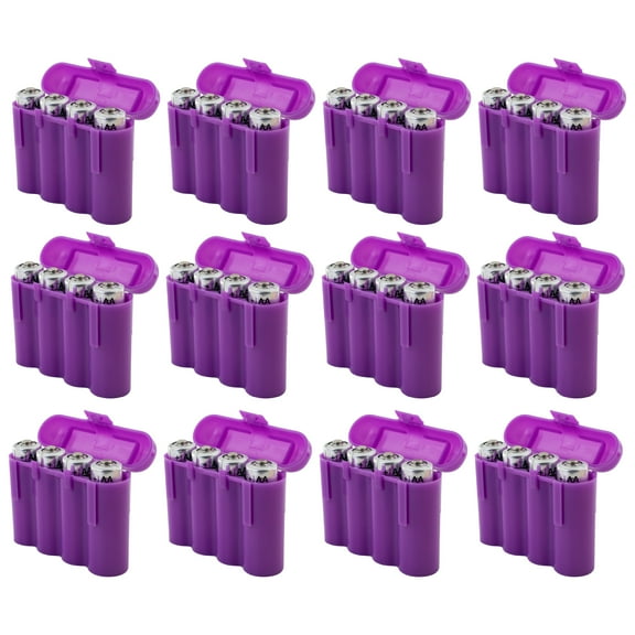 Twelve (12) EBC Battery AA AAA Purple Plastic Battery Storage Case Holder Box USA Ship