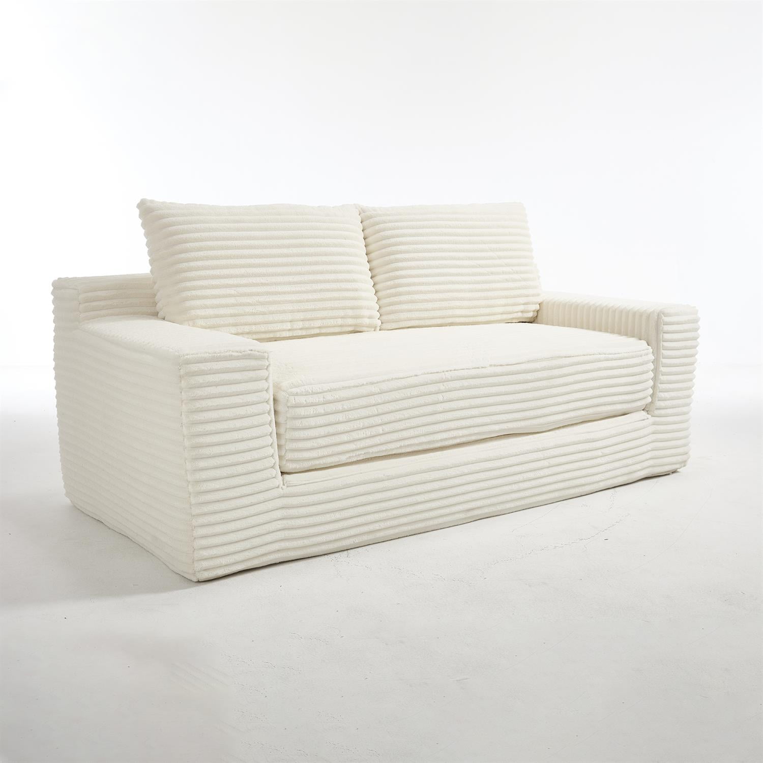 Demi Bonn 72" Cozy Loveseat Sofa Bed with Memory Foam & Sturdy Steel Frame, No Assembly Needed, Convertible 2-in-1 Couch for Small Spaces, Apartments, White