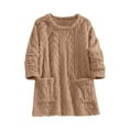 thumbnail image 5 of Women's Fleece Sherpa Tops Long Sleeve Fuzzy Warm Tunic Tops with 2 Pockets Lounge Loose Home Pajamas Winter Outfits (XL, Brown), 5 of 7