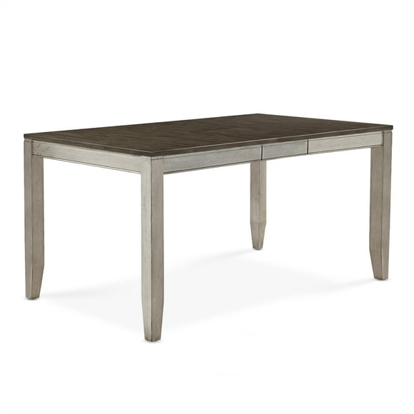 Abacus Two-tone Smokey Alabaster and Brown Dining Table with 12-inch Leaf
