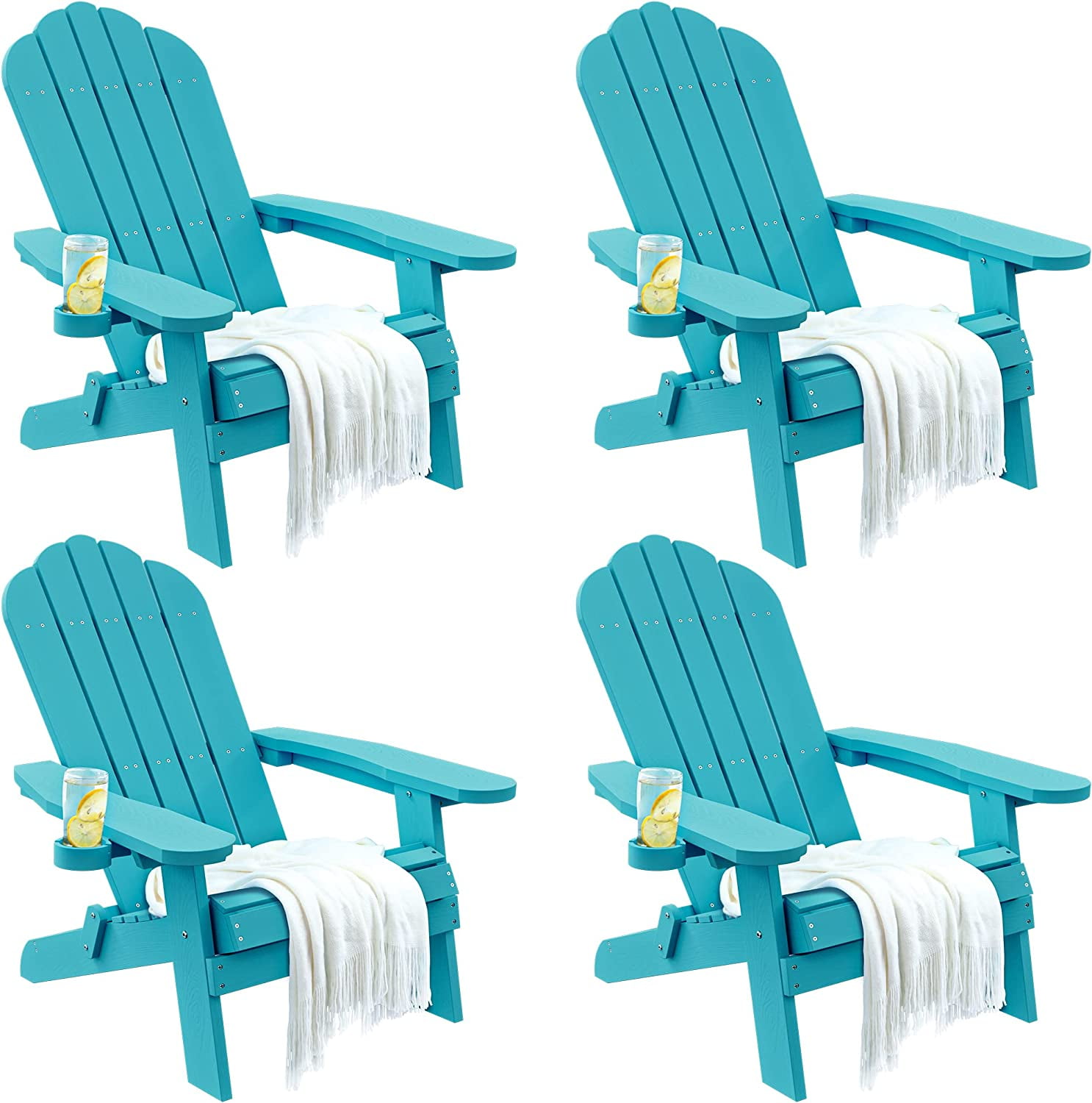 YITAHOME Folding Adirondack Chair Set of 4, Heavy Duty Foldable Plastic