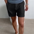 thumbnail image 4 of Fashion Simple Solid Color Loose Beach Shorts Men Daily Leisure Breath Cotton Linen Shorts Summer Vacation Casual Mens Shorts, 4 of 5