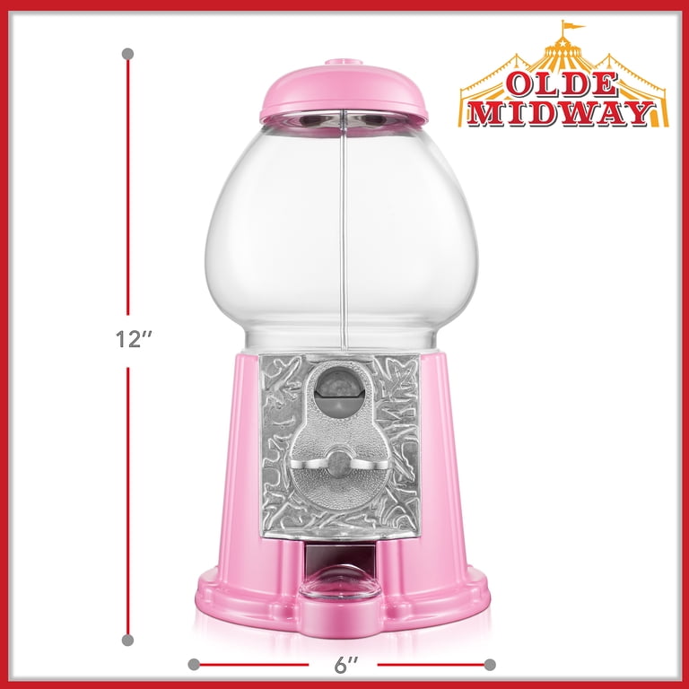 Olde Midway, Gumball Machine, 12 inch, Pink vintage-style