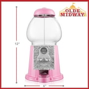 Olde Midway 12 Gumball Machine with Coin Bank - Pink, Antique-Style Bubble Gum Candy Dispenser