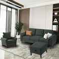thumbnail image 3 of Pingliang Home Living Room Furniture Set,Sectional Sofa and Accent Chair,3 Seat L Shaped Couch with Reversible Storage Ottoman and Armchair, for Living Room Office Apartment Studio, 3 of 8