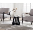 thumbnail image 2 of Guyou Modern Round Coffee Table with Geometric Wood Strips Base, 24 " Wooden Cocktail Table for Living Room Small Space Lounge, Black, 2 of 6