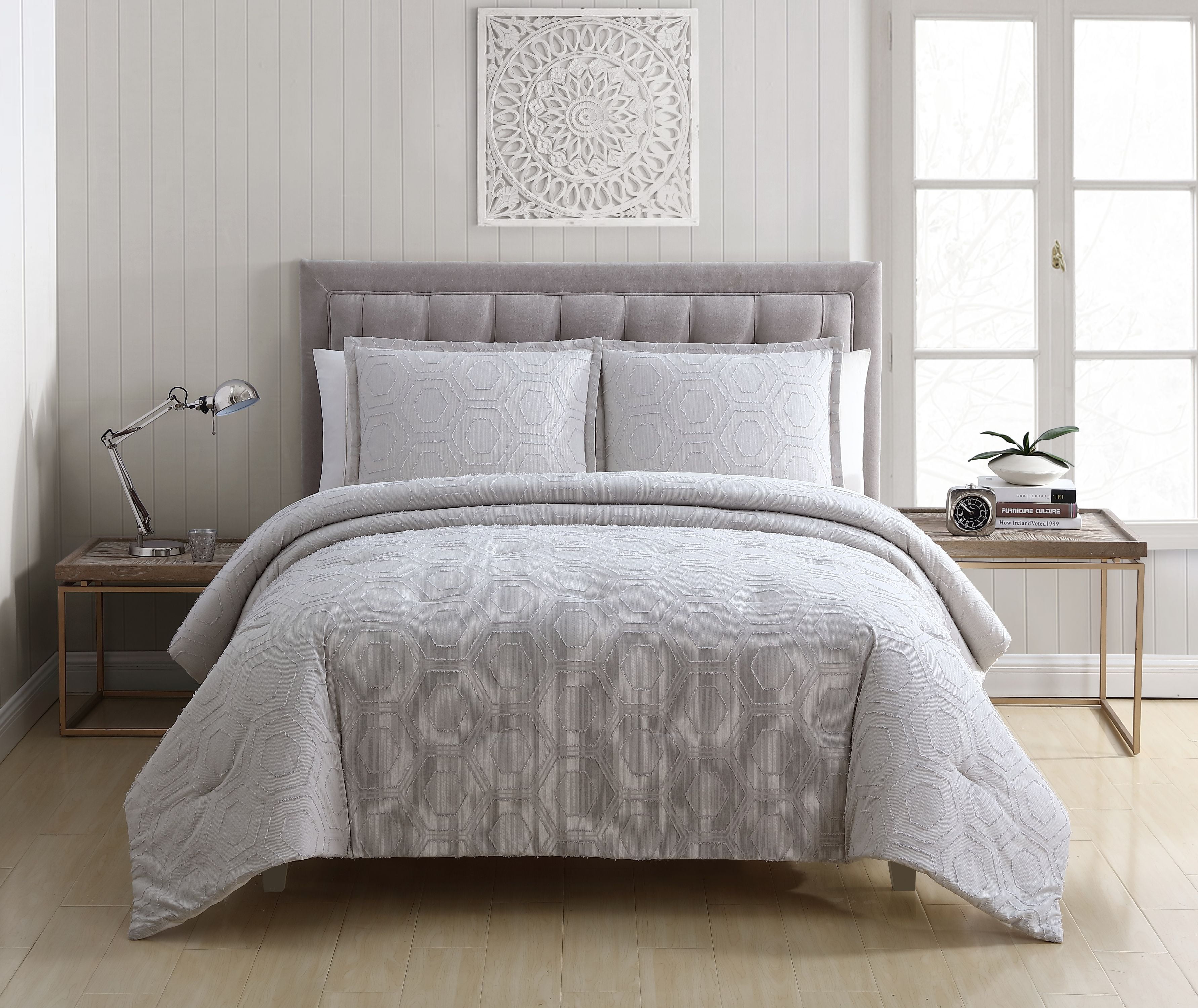 Better Homes & Gardens Luxury Textured Geo Polygon 3 Piece Comforter