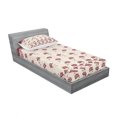 thumbnail image 3 of Ambesonne Floral Fitted Sheet & Pillow Sham Set, Vintage Art Romantic Roses, Queen, Maroon Slate Brown, 3 of 3
