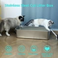 thumbnail image 3 of Stainless Steel Litter Box -4in High Side,Metal Litter Box for Cat/Kitty/Rabbits 17.8"L x 13.8"W x 4"H，Stainless Steel Cat LitterBox-Metal PanToilet,No Smell, Non Stick, Easy Clean., 3 of 9