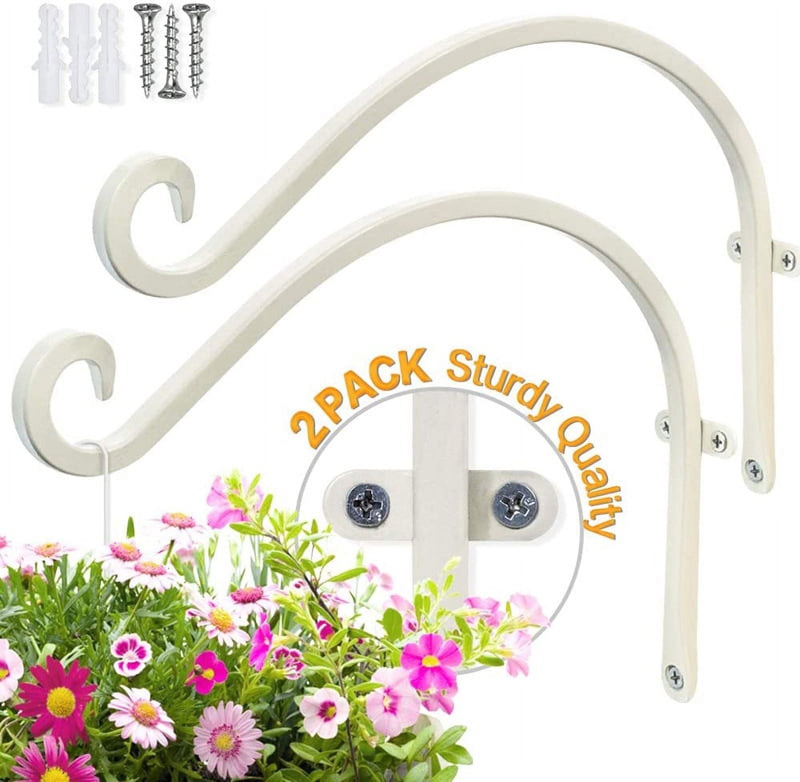 Senya 2 Pack Hanging Plant Bracket, 12 inch Metal Plant Hook Shepherds Hook, Decorative Wall Plant Hanger(Black and White)