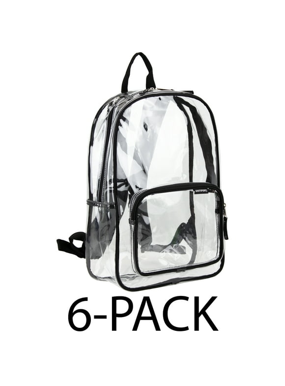 Eastsport Spark Clear Backpack, Black (6-Pack)