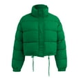 thumbnail image 6 of Baberdicy Essentials Women's Heavyweight Puffer Jacket Women Autumn and Winter Long Sleeved Zipper Drawstring Waist Stand up Collar Solid Color Bread Coat Cotton Coat Green, 6 of 7