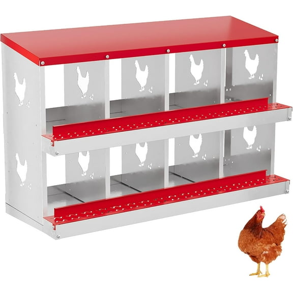 Towallmark 8-Hole Chicken Nesting Box for Laying Eggs, Roll out Nesting Boxes for Hens, Chickens, Ducks, Two-Tier Large Egg Laying Boxes