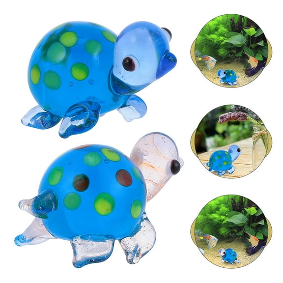 FRCOLOR 2 Pcs Fish Tank Turtle Decor Miniature Aquarium Office Blue