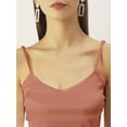 thumbnail image 5 of DressBerry Women's Solid Satin Ankle Length Dress Strappy Shoulders Sleeveless High Rise Round Neck Single Side Slit Western Style Gown Dress, 5 of 7