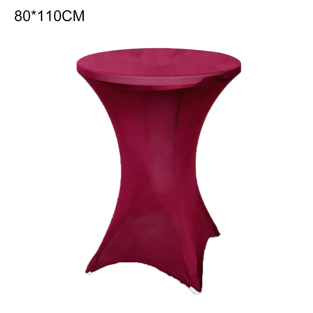 Solid Color Round Fitted Bar Table Tablecloth Cocktail Stretch Spandex