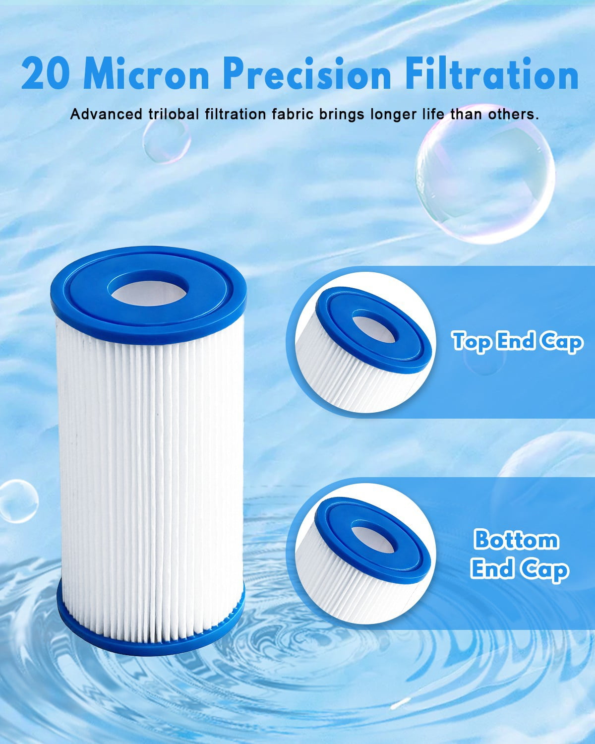 DAYEAR Ice Bath Filter 5" x 2.5" (16 Pack) Cold Plunge Filter 20 Micron Pleated Sediment filtrage Replacement for Ice Bath Tub Hot Tub