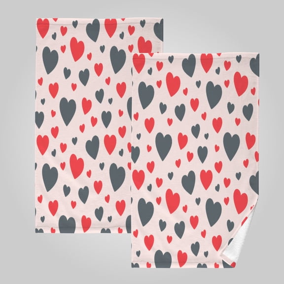 2 Pack 100% Cotton Towels Soft Absorbent Towel Set for Bathroom Beach Sports 16x28in Heart Pattern Love Design