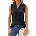 thumbnail image 3 of SLADYGLO Women Irregular Texture V Neck Sleeveless Front Pleated Tank Top, 3 of 7